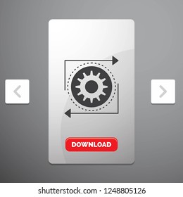 Business, gear, management, operation, process Glyph Icon in Carousal Pagination Slider Design & Red Download Button