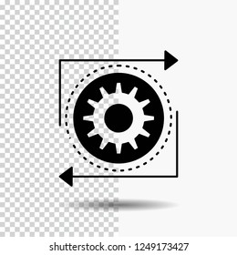 Business, gear, management, operation, process Glyph Icon on Transparent Background. Black Icon