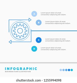Business, gear, management, operation, process Infographics Template for Website and Presentation. Line Blue icon infographic style vector illustration