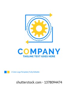 Business, gear, management, operation, process Blue Yellow Business Logo template. Creative Design Template Place for Tagline.