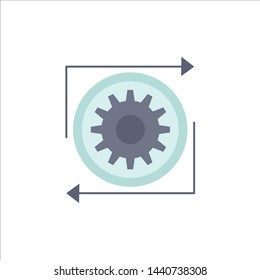 Business, gear, management, operation, process Flat Color Icon Vector