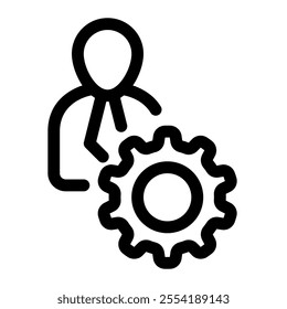 Business gear worker icon with simple and line style