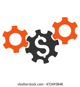 Business Gears icon. Vector style is bicolor flat iconic symbol with rounded angles, orange and gray colors, white background.