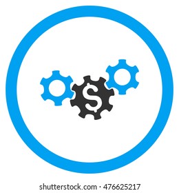 Business Gears rounded icon. Vector illustration style is flat iconic bicolor symbol, blue and gray colors, white background.
