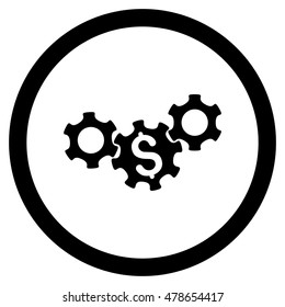 Business Gears rounded icon. Vector illustration style is flat iconic symbol, black color, white background.