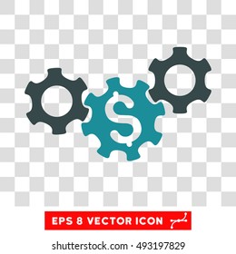 Business Gears vector icon. Image style is a flat soft blue iconic symbol.