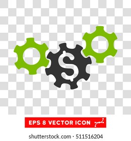 Business Gears vector icon. Image style is a flat eco green and gray pictogram symbol.