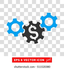 Business Gears vector icon. Image style is a flat blue and gray iconic symbol.
