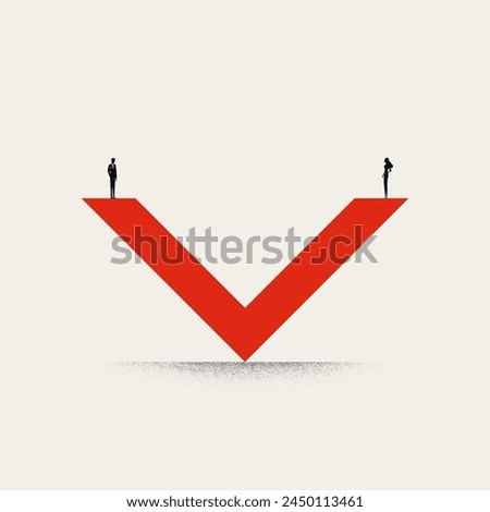 Business gender equality vector concept. Symbol of balance, fairness, justice. Minimal design eps10 illustration.