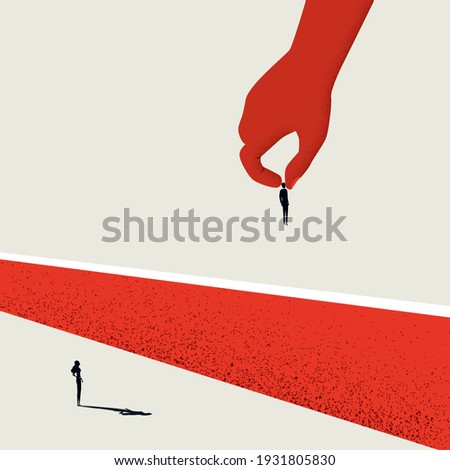 Business gender inequality vector concept. Symbol of unfair treatment, gender gap. Minimal illustration art. Eps10 design.