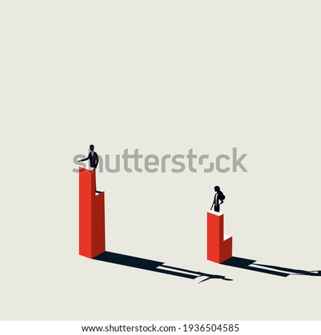 Business gender inequality vector concept. Symbol of discrimination, unequal opportunities. Minimal design eps10 illustration.