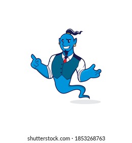 business genie cartoon mascot vector illustration