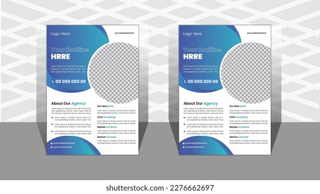 Business Geomatric A4 Vector  templet  flyer Design with blue color, Modern layout , Annual  report.