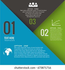 Business geometric infographic template with three options text and businessman globe graphs icons vector illustration