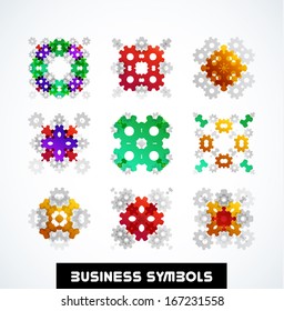 Business geometric shape symbols. Computer icon set for business, technology, presentation, layout template, mobile