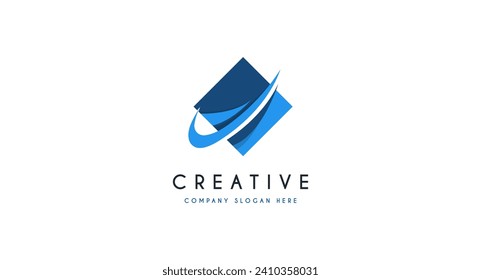 Business Geometric swoosh logo design vector illustration.