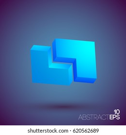 Business geometric template with two blue abstract shapes for web design isolated vector illustration