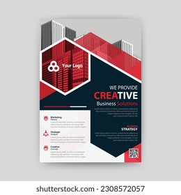 Business geometric vector template for Flyer, AnnualReport, Poster, Corporate Presentation, Portfolio, infographic with red and black color size A4, Front and back. Vector