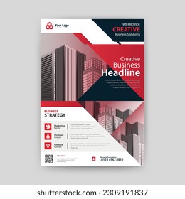 Business geometric vector template for Flyer, AnnualReport, Poster, Corporate Presentation, Portfolio, infographic with red and blue color size A4, Front and back. Vector