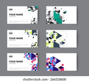 Business geometry low polygon on white background. business card template. vector illustration