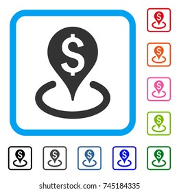 Business Geotargeting icon. Flat gray pictogram symbol in a blue rounded squared frame. Black, gray, green, blue, red, orange color additional versions of Business Geotargeting vector.