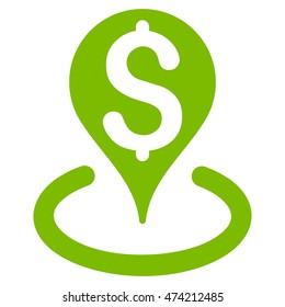 Business Geotargeting icon. Vector style is flat iconic symbol with rounded angles, eco green color, white background.