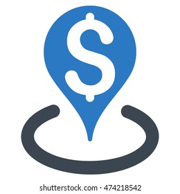 Business Geotargeting icon. Vector style is bicolor flat iconic symbol with rounded angles, smooth blue colors, white background.