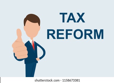 A business gesture, a thumb to the top, supports tax reform.