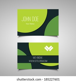Business or Gift Card Design with Green Oval Abstract Background