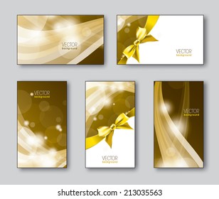Business or Gift Cards with Bows. Vector Collection.