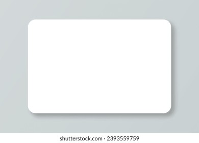 Business or gift paper card realistic mockup. White paper banner template in rectangle shape with rounded corners with shadow. Mockups of gift, business or visiting empty card. Vector illustration.