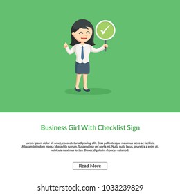 Business Girl With Checklist Sign Information