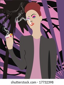 business girl with a cigarette