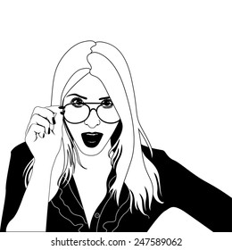 business girl with glasses