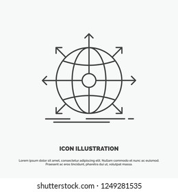 business, global, international, network, web Icon. Line vector gray symbol for UI and UX, website or mobile application
