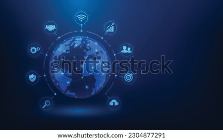 business global internet connection digital technology with icon. online communication network. Finance, marketing and investment. vector illustration fantastic hi tech design.