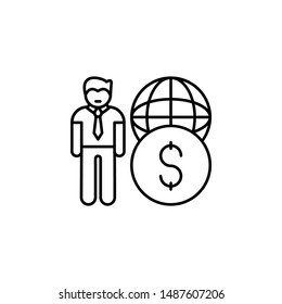 Business, global, man, money icon. Element of business company icon