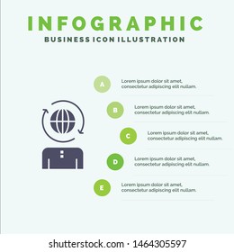 Business, Global, Management, Modern Solid Icon Infographics 5 Steps Presentation Background. Vector Icon Template background