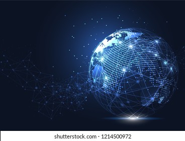 Business global network connection. World map point and line composition concept of global business. Vector Illustration