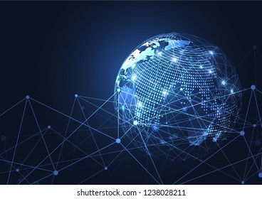 Business global network connection. World map point and line composition concept of global business. Vector Illustration