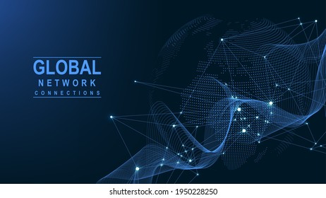 Business global network connection. World map point and line composition concept of global business. Global internet technology. Big data visualization. Vector illustration