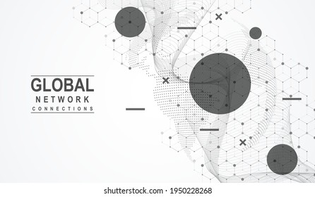 Business global network connection. World map point and line composition concept of global business. Global internet technology. Big data visualization. Vector illustration