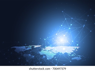 Business global network connection. World map point and line composition concept of global business. Vector Illustration