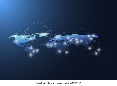 Business global network connection. World map point and line composition concept of global business. Vector Illustration