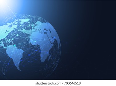 Business global network connection. World map point and line composition concept of global business. Vector Illustration
