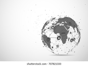 Business global network connection. World map point and line composition concept of global business. Vector Illustration