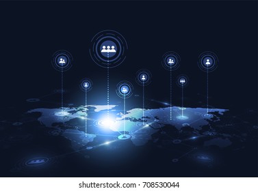 Business global network connection. World map point and line composition concept of global business. Vector Illustration
