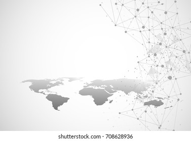 Globale Unternehmensnetzwerkverbindung. Weltkarte Punkt und Linie Komposition Konzept des globalen Geschäfts. Vektorgrafik