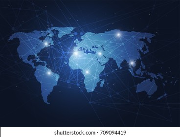 Business global network connection. World map point and line composition concept of global business. Vector Illustration