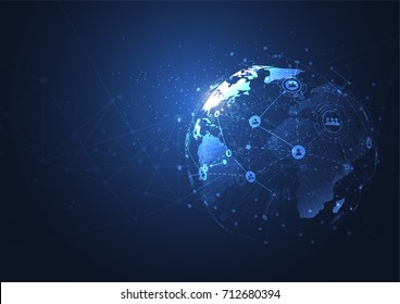 Business global network connection. World map point and line composition concept of global business. Vector Illustration